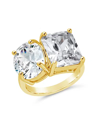 Sterling Forever Marla Cz Toi Et Moi Cocktail Ring In Gold