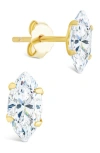 Sterling Forever 14k Over Silver Cz Marquise Cut Prong Set Stud Earrings In Gold