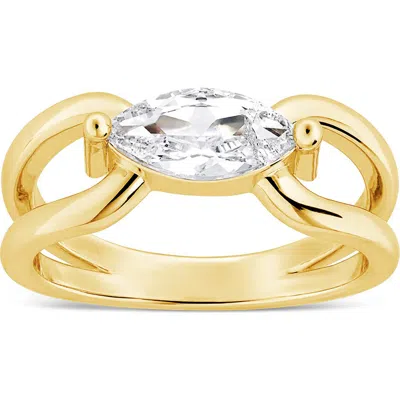 Sterling Forever Marquise Luxe 14k Gold Plated Cubic Zirconia Ring