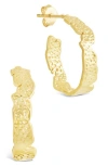 Sterling Forever Mary Textured Hoop Earrings In Gold