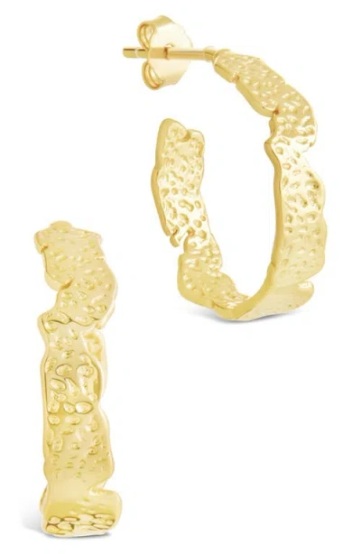 Sterling Forever Mary Textured Hoop Earrings In Gold