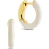 Sterling Forever Maura White Enamel Huggie Hoop Earrings In Gold