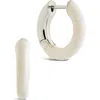 Sterling Forever Maura White Enamel Huggie Hoop Earrings In Silver