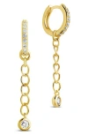 Sterling Forever Maxine Cz Micro Dangle Hoop Earrings In Gold