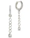 Sterling Forever Maxine Cz Micro Dangle Hoop Earrings In Silver