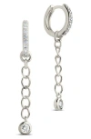 Sterling Forever Maxine Cz Micro Dangle Hoop Earrings In Silver