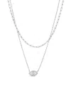 Sterling Forever Maya Cz Evil Eye Layered Necklace In Gray