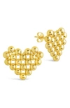 Sterling Forever Meredith Beaded Heart Stud Earrings In Gold