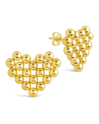 Sterling Forever Meredith Beaded Heart Stud Earrings In Gold