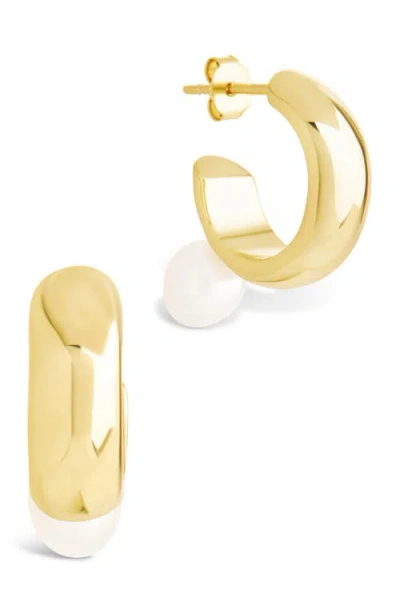 Sterling Forever Micki Cultured Pearl Drop Hoop Earrings In Brown