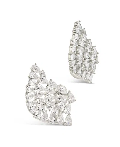 Sterling Forever Miranda Cubic Zirconia Fan Stud Earrings In Silver