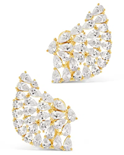 Sterling Forever Miranda Cz Fan Stud Earrings In Gold