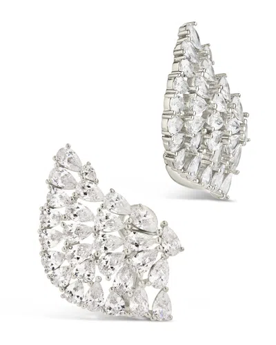 Sterling Forever Miranda Cz Fan Stud Earrings In Silver