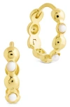 Sterling Forever Miranda Pearl Hoop Earrings In Gold