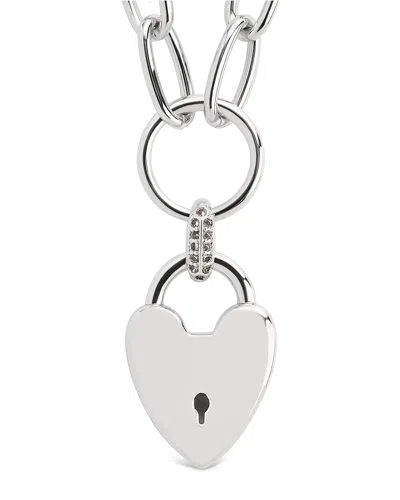Sterling Forever Mirren Heart Padlock Necklace In Metallic