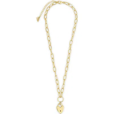 Sterling Forever Mirren Heart Padlock Pendant Necklace In Gold