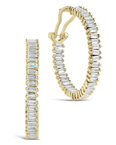 Sterling Forever Mischa Cz Statement Hoop Earrings In Gold