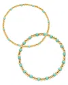 Sterling Forever Misty Beaded Stretch Bracelet Set Of 2 In Gold