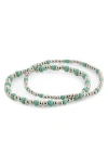 Sterling Forever Rhodium Plated Misty Beaded Set Of 2 Stretch Bracelet