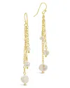 Sterling Forever Mixed Chain Link Pearl Dangle Earrings In Gold