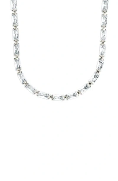 Sterling Forever Modernist Baguette Tennis Necklace In Gray
