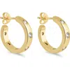 Sterling Forever Molly Cubic Zirconia Studded Huggie Hoop Earrings In Gold