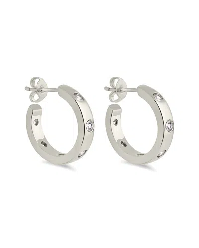 Sterling Forever Molly Studded Micro Hoop Earrings
