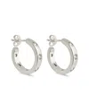Sterling Forever Molly Studded Micro Hoop Earrings In Metallic