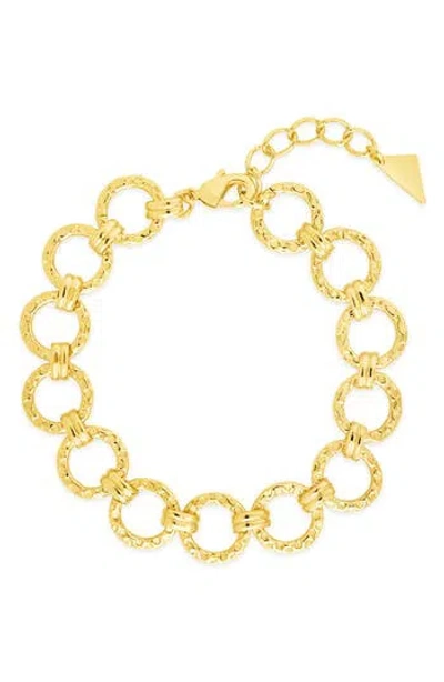 Sterling Forever Molten Chain Bracelet In Gold