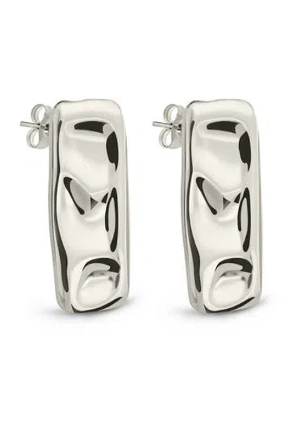 Sterling Forever Monet Molten Bar Stud Earrings In Metallic