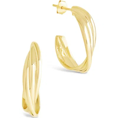 Sterling Forever Monique Twisted Hoop Earrings In Gold