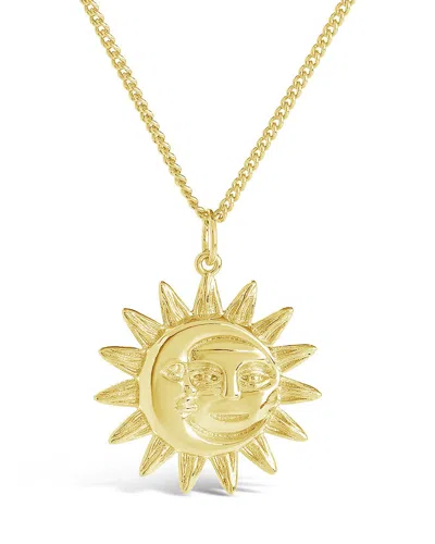 Sterling Forever Moon & Sun Face Pendant Necklace In Gold