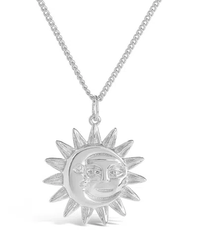 Sterling Forever Moon & Sun Face Pendant Necklace In Silver