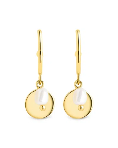 Sterling Forever 14k Gold Morgan Disk Dangle Earrings In Metallic