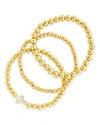 Sterling Forever Mother Of Pearl Cross Beaded Bracelet Set In Gold