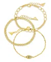 Sterling Forever Set Of 3 Chain Bracelets In Gold