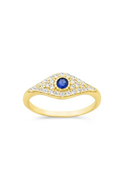 Sterling Forever Mozzie Cubic Zirconia Evil Eye Ring In Gold