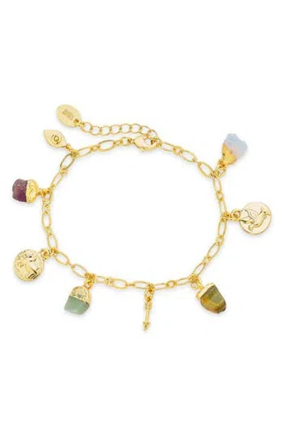 Sterling Forever 14k Plated Charm Bracelet In Gold