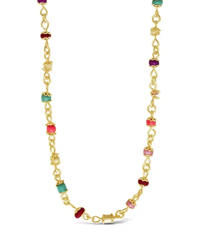Sterling Forever Multicolor Beaded Station Sunglass Chain In Gold