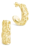 Sterling Forever Muna Ridged Hoop Earrings In Gold