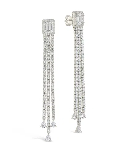 Sterling Forever Naomi Cubic Zirconia Dangle Stud Earrings In Silver