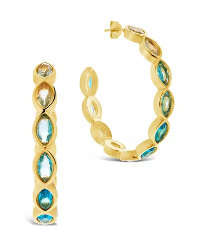 Sterling Forever Naomi Multicolored Cz Hoop Earrings In Gold