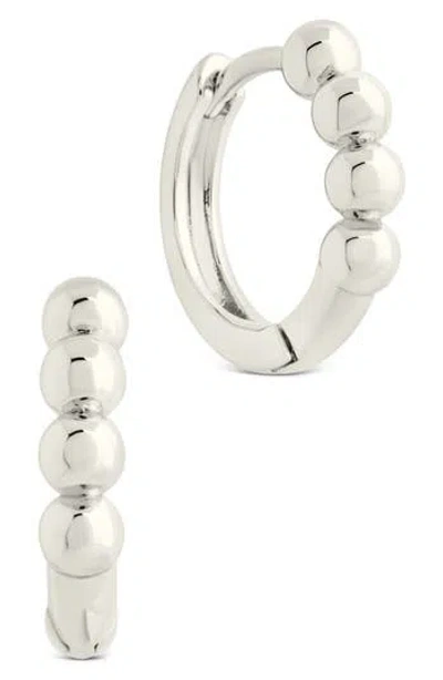 Sterling Forever Natalie Polished Sphere Huggie Hoop Earrings In Metallic