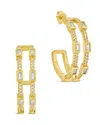 Sterling Forever Cubic Zirconia Neah Hoop Earrings In Gold
