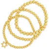 Sterling Forever 14k Plated Star Of David Set Bracelet In Gold
