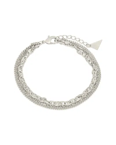 Sterling Forever Nevaeh Layered Chain Bracelet In Silver