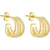 Sterling Forever Neve Micro Cubic Zirconia Hoop Earrings In Gold