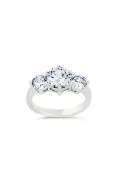 Sterling Forever Nia 3-stone Cubic Zirconia Ring In Silver