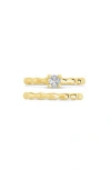 Sterling Forever Nicola Set Of 2 Cubic Zirconia Molten Band Rings In Gold
