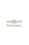 Sterling Forever Nicola Set Of 2 Cubic Zirconia Molten Band Rings In Silver